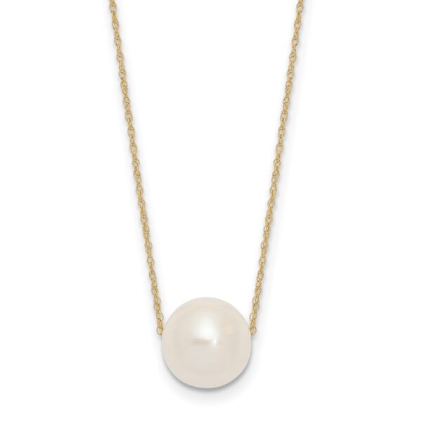 14K 10-11mm Semi-Round White FWC Pearl Rope Necklace