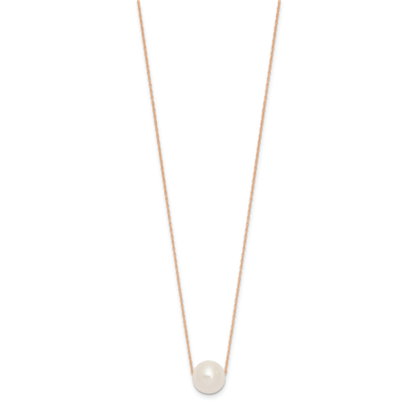 14K Rose Gold 10-11mm Semi-Round White FWC Pearl Rope Necklace - Image 2