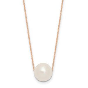 14K Rose Gold 10-11mm Semi-Round White FWC Pearl Rope Necklace