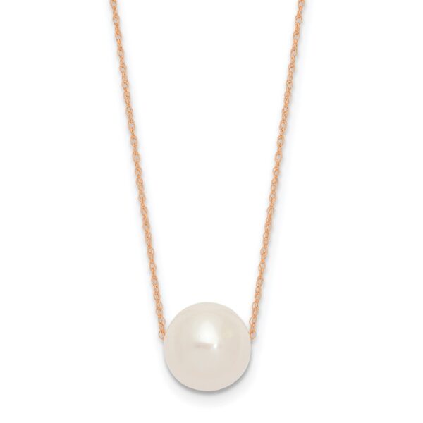 14K Rose Gold 10-11mm Semi-Round White FWC Pearl Rope Necklace