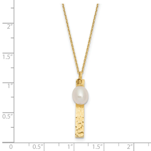 14K 6-7mm Rice White FWC Pearl Brushed Necklace - Image 3