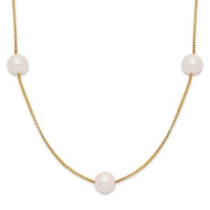 14K 5-6mm Near-Round White FWC Pearl 9-Station Necklace