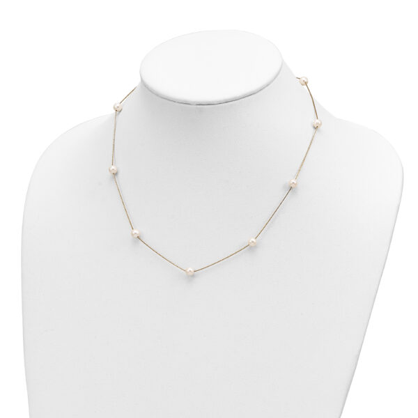 14K 5-6mm Near-Round White FWC Pearl 9-Station Necklace - Image 3