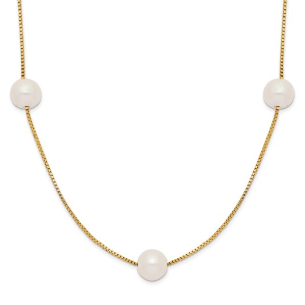 14K 5-6mm Near-Round White FWC Pearl 9-Station Necklace