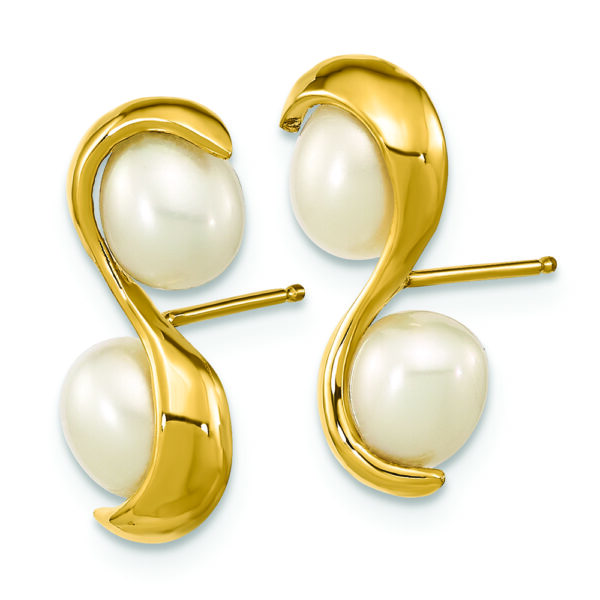 14K 4-5mm Rice FWC Pearl Post Earrings - Image 2
