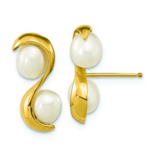 14K 4-5mm Rice FWC Pearl Post Earrings