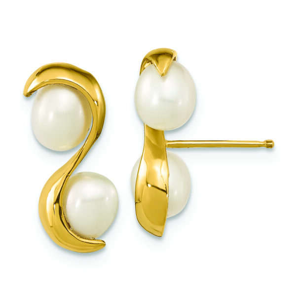 14K 4-5mm Rice FWC Pearl Post Earrings
