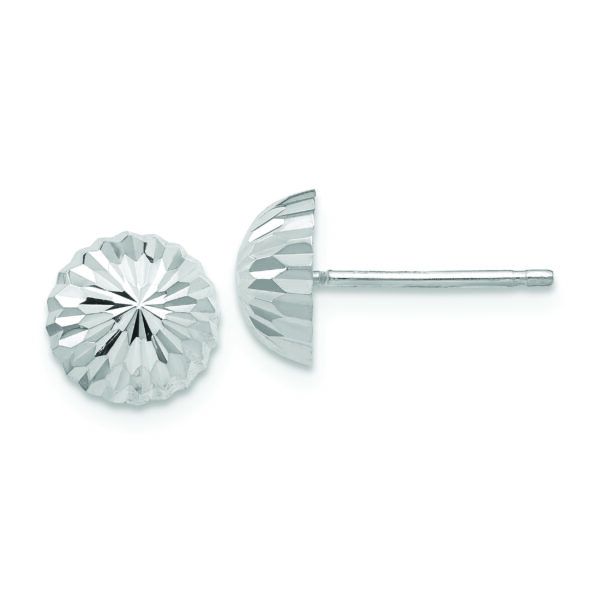 14k White Gold Polished & Diamond-Cut Half Ball Post Earrings