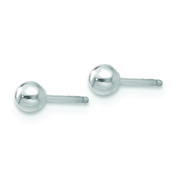 14k White Gold Polished 3mm Ball Post Earrings - Image 2