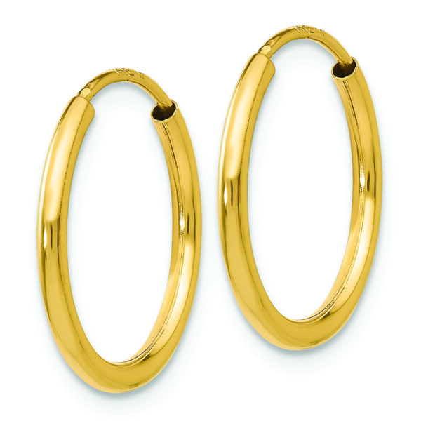 14k 1.5mm Polished Round Endless Hoop Earrings - Image 2