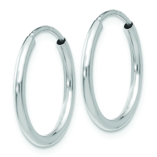 14k White Gold 1.5mm Polished Endless Hoop Earrings - Image 2