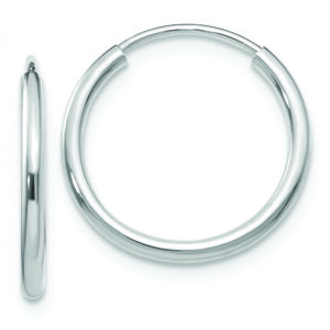 14k White Gold 1.5mm Polished Endless Hoop Earrings