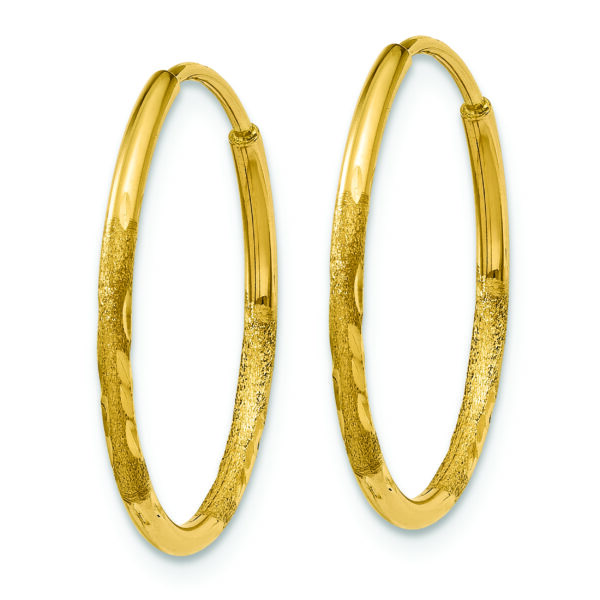 14k 1.25mm Diamond-cut Endless Hoop Earring - Image 2