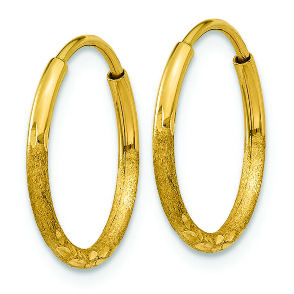 14k 1.25mm Diamond-cut Endless Hoop Earring - Image 2
