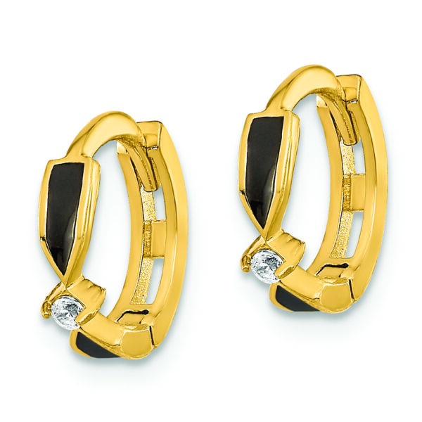 14K Polished Black Onyx Hoop Earrings - Image 2