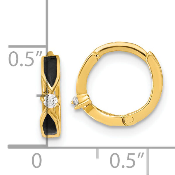 14K Polished Black Onyx Hoop Earrings - Image 3