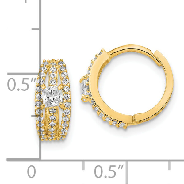 14K Polished Fancy CZ Hoop Earrings - Image 3