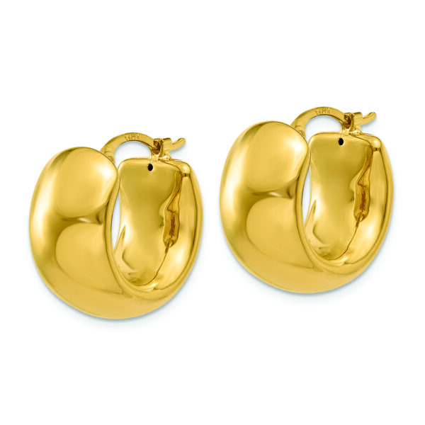 14k Wide Puffed Hoop Earrings - Image 2
