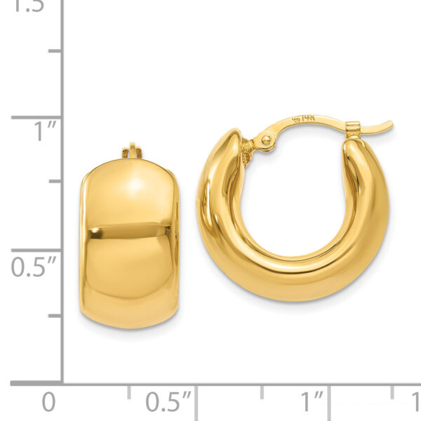 14k Wide Puffed Hoop Earrings - Image 3