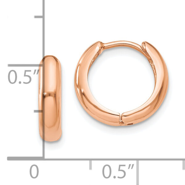 14k Rose Gold Polished Hinged Hoop Earrings - Image 3