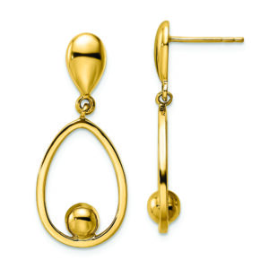 14k Polished Teardrop Dangle Post Earrings