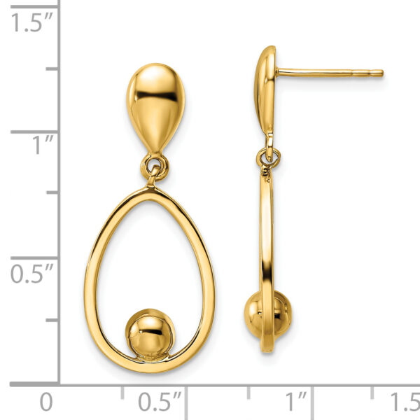 14k Polished Teardrop Dangle Post Earrings - Image 3