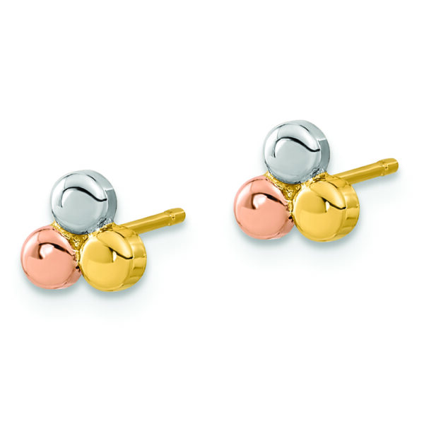 14K Tri-color Circle Post Earrings - Image 2