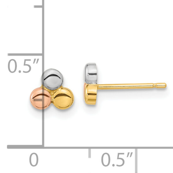 14K Tri-color Circle Post Earrings - Image 3