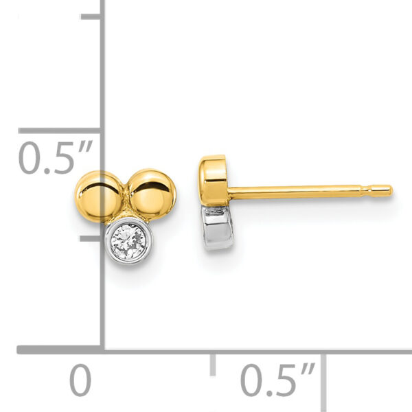 14K White Rhodium Polished CZ Three Circle Post Earrings - Image 3