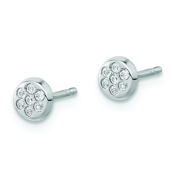 14K White Gold CZ Filled Circle Post Earrings - Image 2