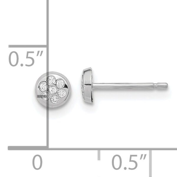 14K White Gold CZ Filled Circle Post Earrings - Image 3