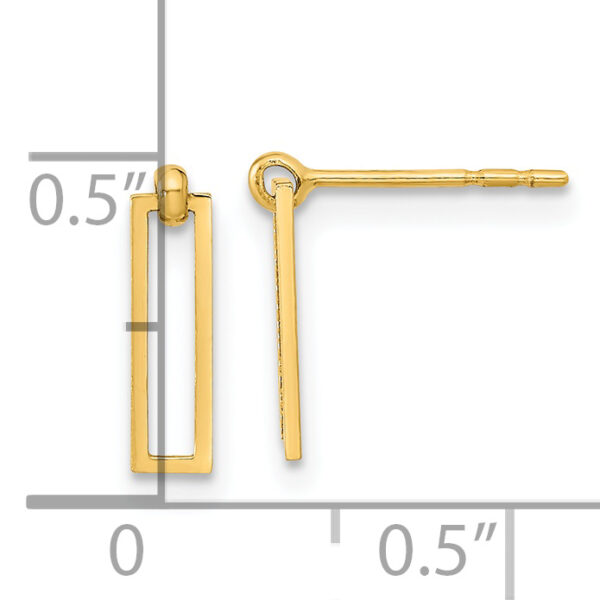 14K Polished Open Rectangle Dangle Post Earrings - Image 3