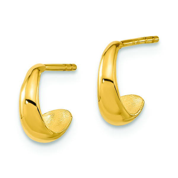 14K Polished Hoop Post Earrings - Image 2