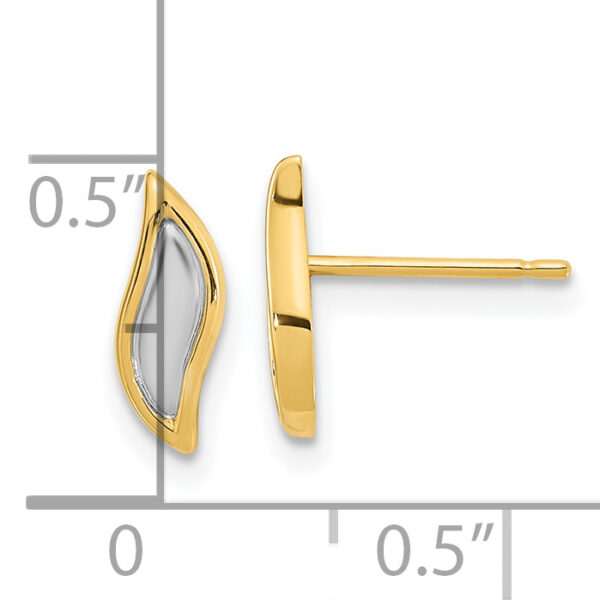 14K Gold White Rhodium Teardrop Post Earrings - Image 3