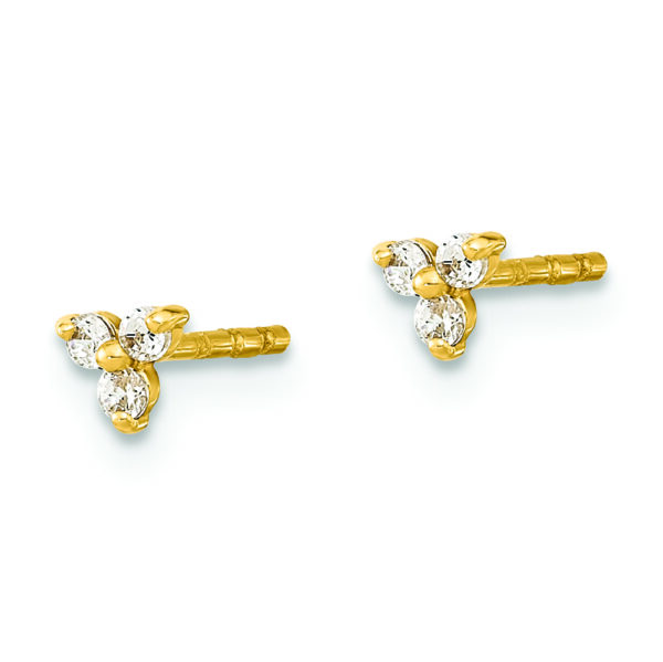 14K Polished CZ Triangle Post Earrings - Image 2