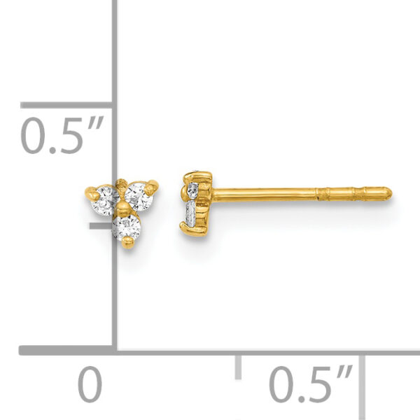 14K Polished CZ Triangle Post Earrings - Image 3