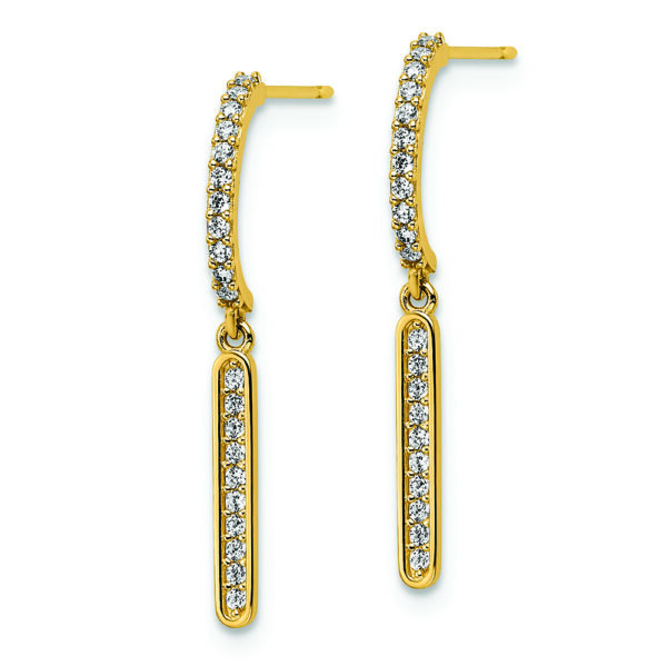 14K CZ Dangle Post Earrings - Image 2