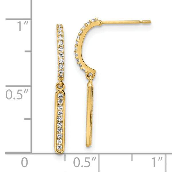 14K CZ Dangle Post Earrings - Image 3