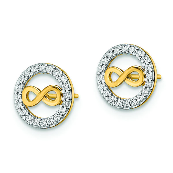 14k CZ Infinity Symbol Post Earrings - Image 2