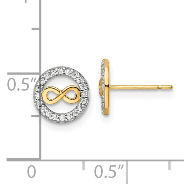 14k CZ Infinity Symbol Post Earrings - Image 3