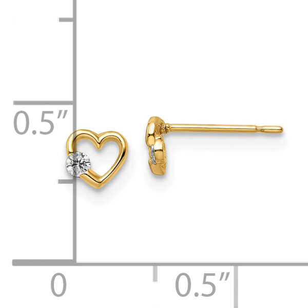 14k CZ Heart Post Earrings - Image 3