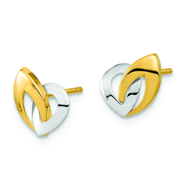 14K White Rhodium Fancy Teardrop Post Earrings - Image 2