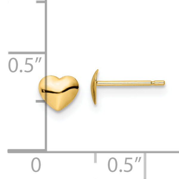 14K Polished Heart Post Stud Earrings - Image 3