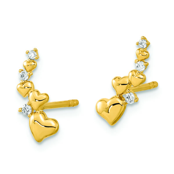14K Polished Heart CZ Post Earrings - Image 2