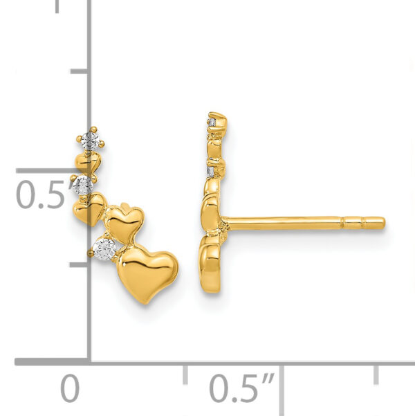 14K Polished Heart CZ Post Earrings - Image 3