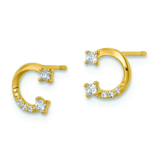 14k CZ Horseshoe Post Earrings - Image 2