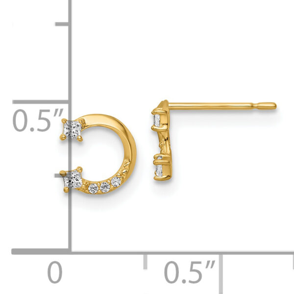 14k CZ Horseshoe Post Earrings - Image 3