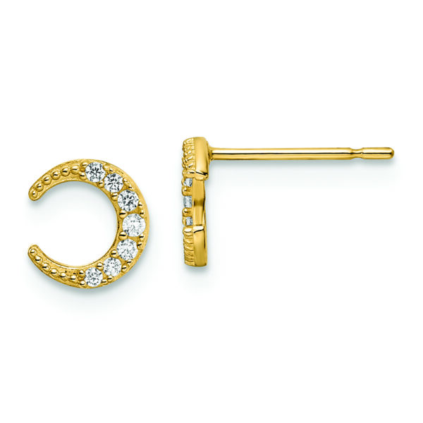 14k CZ Moon Post Earrings