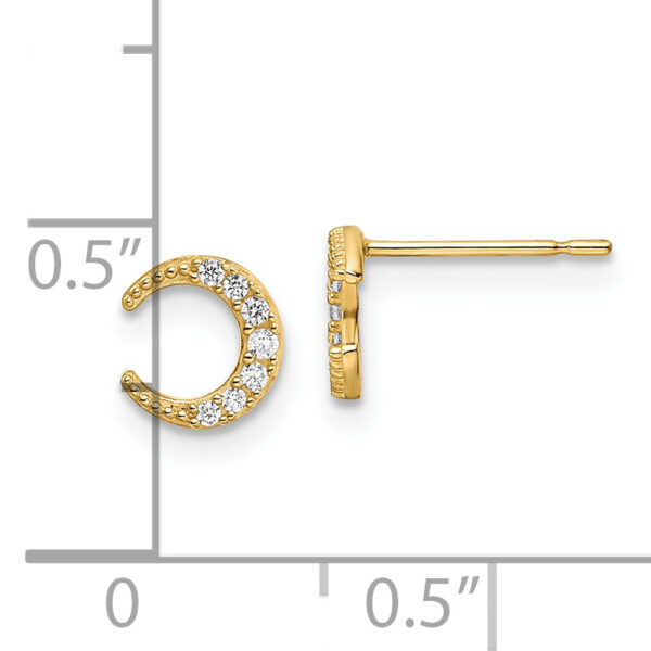 14k CZ Moon Post Earrings - Image 3