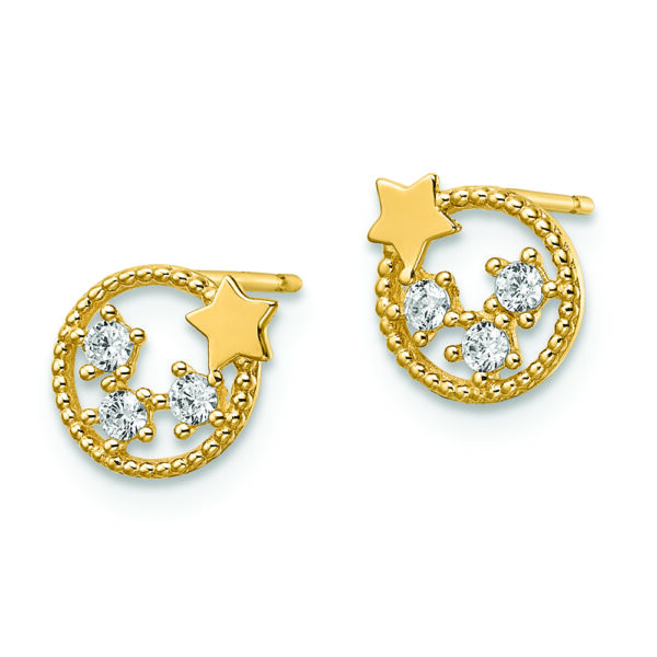 14k CZ Stars Post Earrings - Image 2